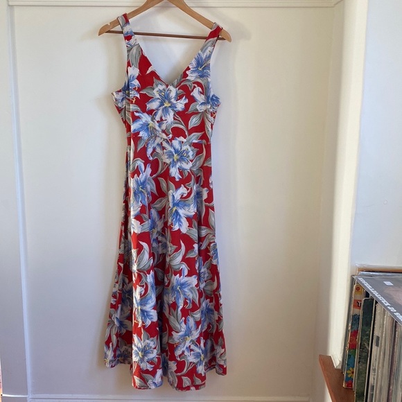 Chaps Denim Hawaiian Print Maxi Dress - Picture 5 of 13